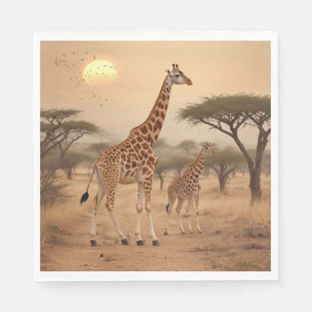 Giraffen in Afrika Serviette (Vorderseite)
