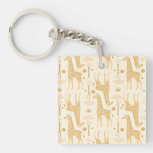 Giraffen in der Savanne in Gelb Schlüsselanhänger