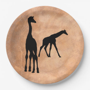 GIRAFFEN IN DER SILHOUETTE PAPPTELLER