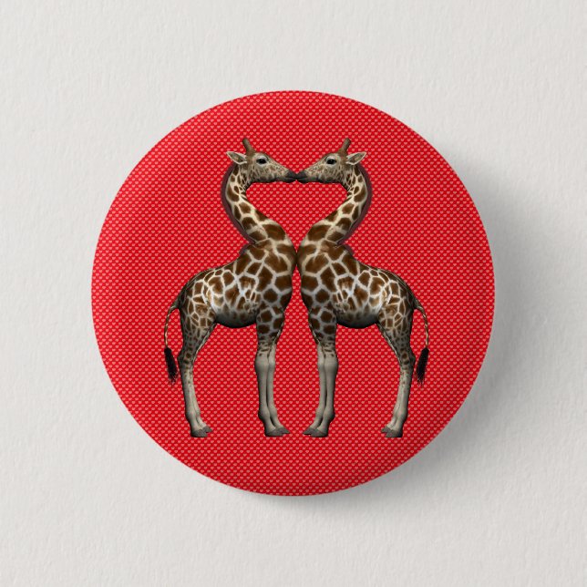 Giraffen in Liebe Button (Vorderseite)