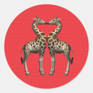 Giraffen in Liebe Runder Aufkleber
