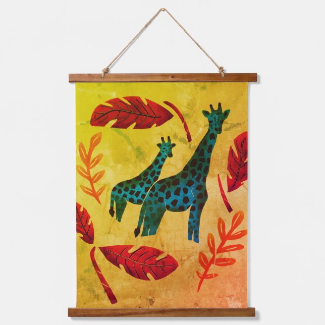 Giraffen Journeying Artwork Wandteppich Mit Holzrahmen (Vorderseite)