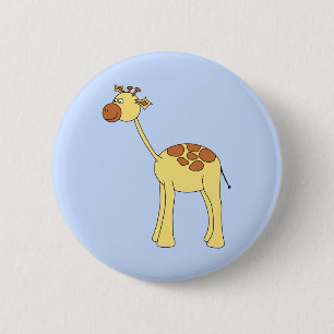 Giraffen-Karikatur Button