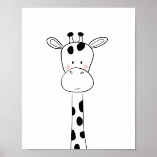 Giraffen-Kinderzimmer-Druck Schwarz-weiß moderner  Poster