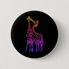 Giraffen Kiss farbenfrohe Kunst Rund Abzeichen Button