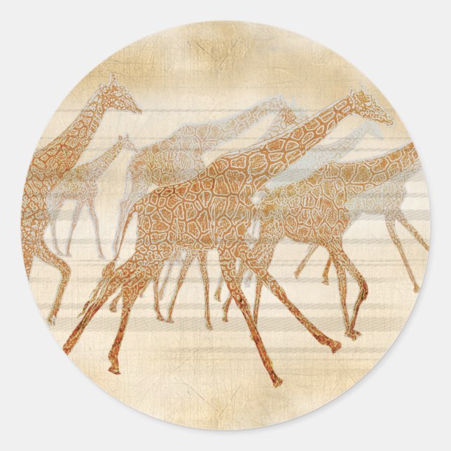 Giraffen laufen runder aufkleber (Vorderseite)