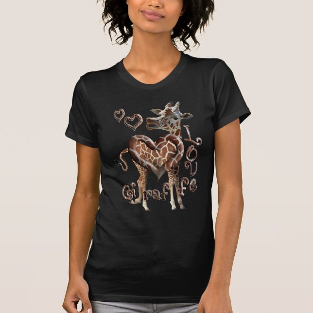 GIRAFFEN-LIEBE-DURCHBRENNENrauch-RING-HERZEN UND T-Shirt (Vorderseite)