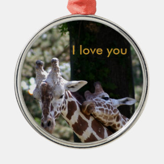 Giraffen-Liebe Silbernes Ornament