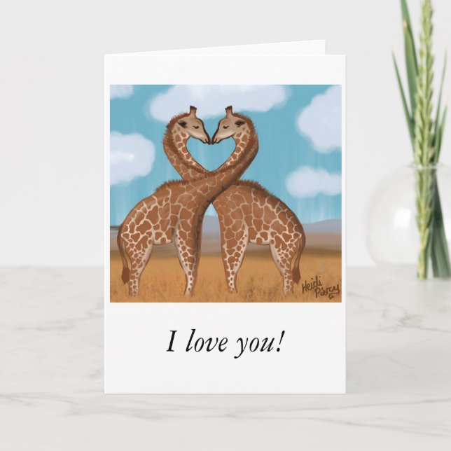 Giraffen-Liebevalentines-Karten Feiertagskarte (Vorderseite)