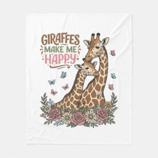 Giraffen machen mich glücklich Vintage-Blumen-Shir Fleecedecke