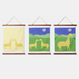 Giraffen Malkunst Wandteppich Mit Holzrahmen