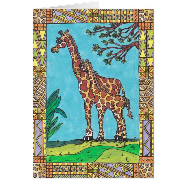 Giraffen-Mama- und Babykarte (Vorne)
