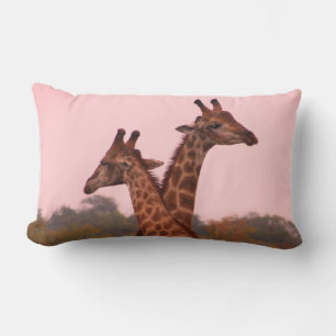 Giraffen mit rosa Himmel Lendenkissen