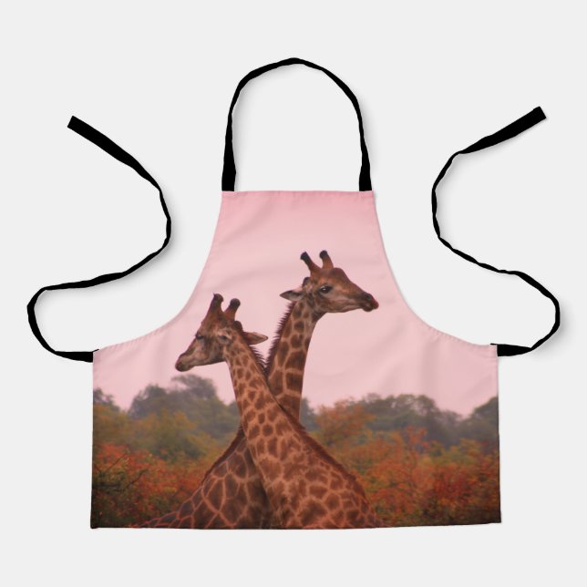 Giraffen mit rosa Himmel Schürze (Vorderseite)