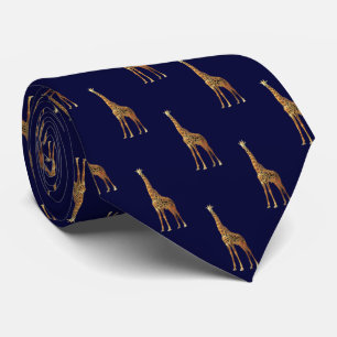 Giraffen-Muster auf dunklem Marine-Blau Krawatte