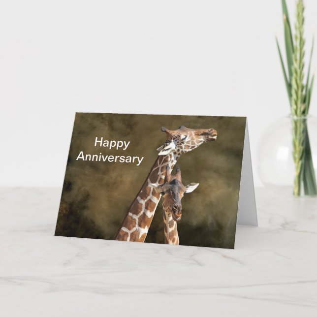 Giraffen-Paare Snuggle personalisierten Jahrestag Karte (Vorderseite)