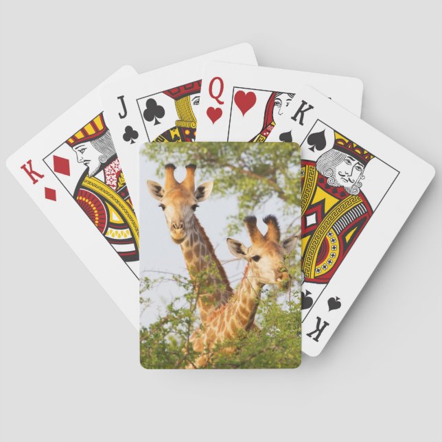 Giraffen Peeking über Vegetation Spielkarten (Rückseite)