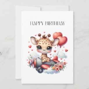 Giraffen-Pilot Geburtstag Mitteilungskarte