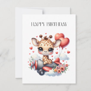 Giraffen-Pilot Geburtstag Mitteilungskarte