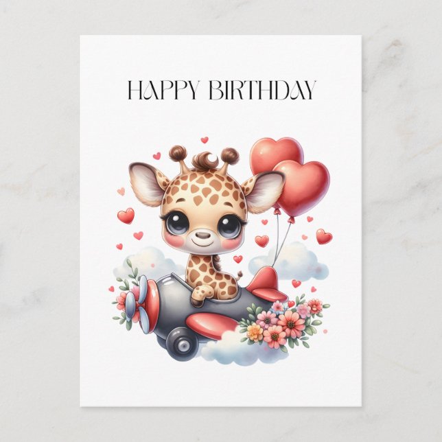 Giraffen-Pilot Geburtstag Postkarte (Vorderseite)