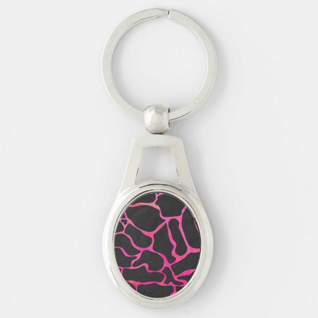 Giraffen-Pink-und Schwarz-Druck Schlüsselanhänger (Vorderseite)