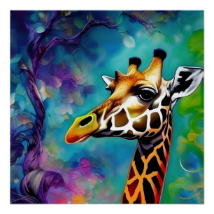 Giraffen-Porträt Farbige Poster