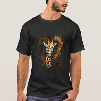Giraffen-Porträt-Herz-Splash-Kunstwerk Afrikanisch T-Shirt