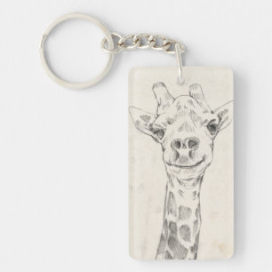 Giraffen-Porträt-Skizze Schlüsselanhänger