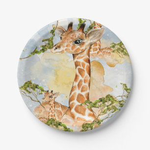 Giraffen-Porträt-Tier-Bild Pappteller