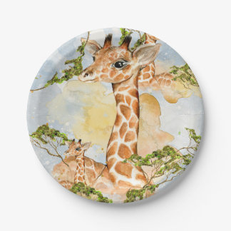 Giraffen-Porträt-Tier-Bild Pappteller