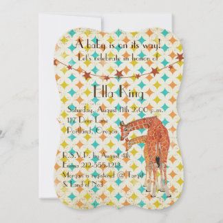 Giraffen Retro Baby Einladung