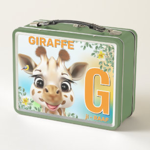 Giraffen-Safari-Alphabet-Kinder-Metall-Lunchbox Metall Brotdose