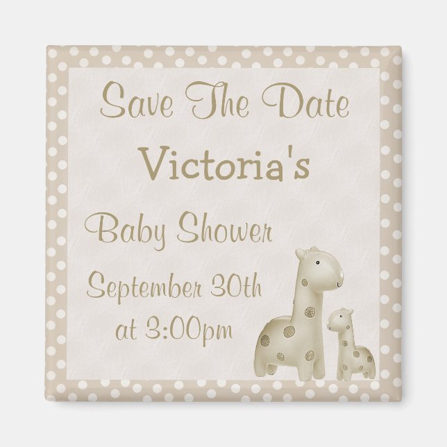 Giraffen Save the Date neutrale Babydusche Magnet (Vorne)