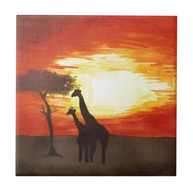 Giraffen-Silhouette Fliese (Vorderseite)