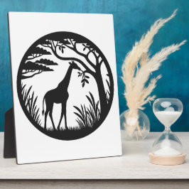 Giraffen-Silhouette neben einsamem Baum Safari Fotoplatte