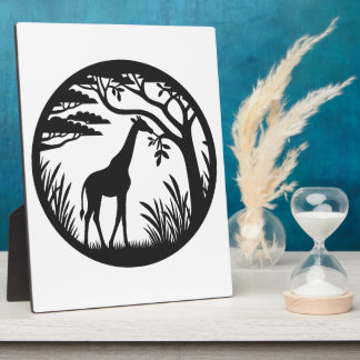 Giraffen-Silhouette neben einsamem Baum Safari Fotoplatte