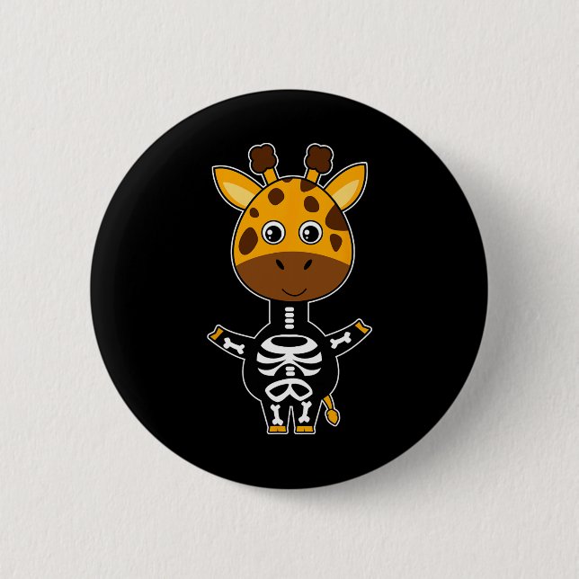 Giraffen-Skelett-Röntgen-Kostüm Süßes Einfaches Ha Button (Vorderseite)