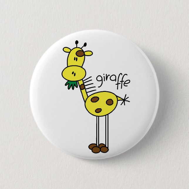 Giraffen-Strichmännchen-Knopf Button (Vorderseite)