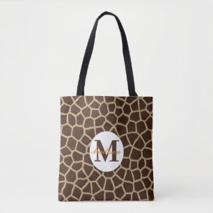 Giraffen-Tierdruck-Monogramm-Tasche Tasche