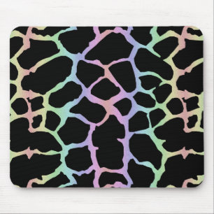 Giraffen-Tierdruck-Regenbogen und schwarzer Mousepad