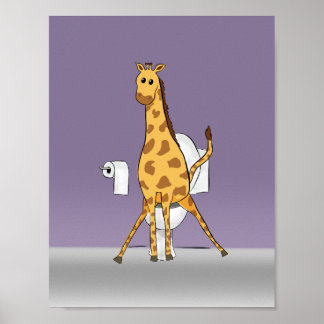 Giraffen-Toiletten-Badezimmer-Wandkunst-Druck Poster