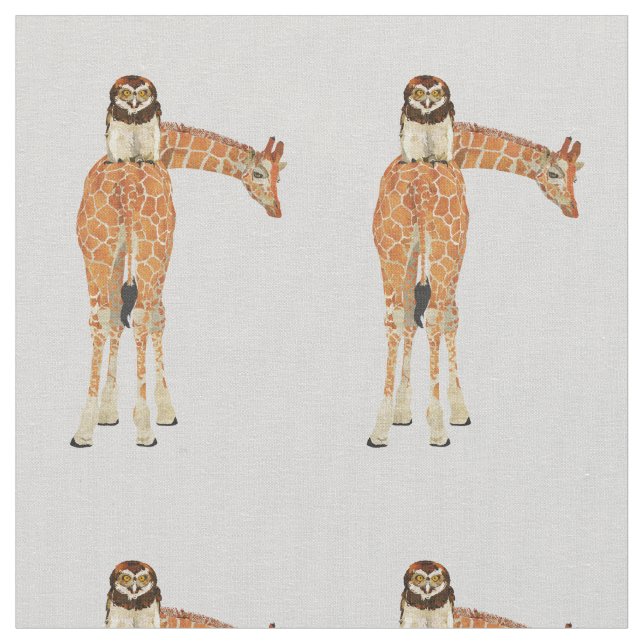 Giraffen-u. Eulen-Gewebe Stoff (Nahaufnahme)