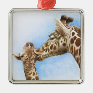 Giraffen-u. Kalb-Verzierung Silbernes Ornament