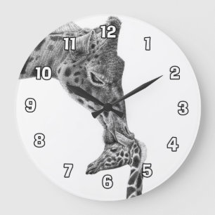 Giraffen-u. Kalb-Wanduhr Große Wanduhr