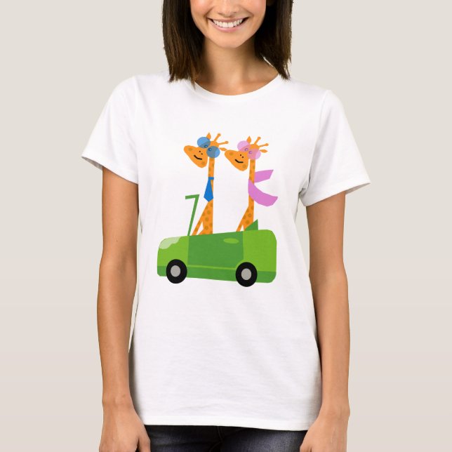 Giraffen und Auto T-Shirt (Vorderseite)