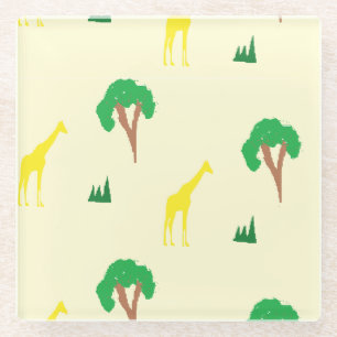 Giraffen und Baummuster Glasuntersetzer