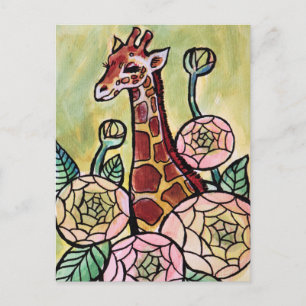 Giraffen und Blume Giraffen zur Illustration Postkarte
