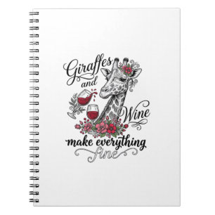 Giraffen und Wein Vintage-Stich-Shirt-Design_1 Notizblock