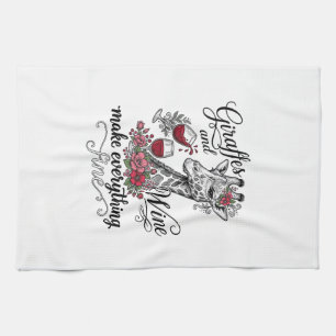 Giraffen Und Wein Vintage Sticker Shirt Design_1 Geschirrtuch