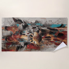 Giraffen-Urban-Street-Art-Porträt Strandtuch